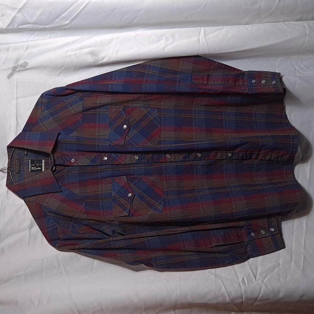 Holt Mens Pearl Snap Western Shirt Size Med 15-15 1/2